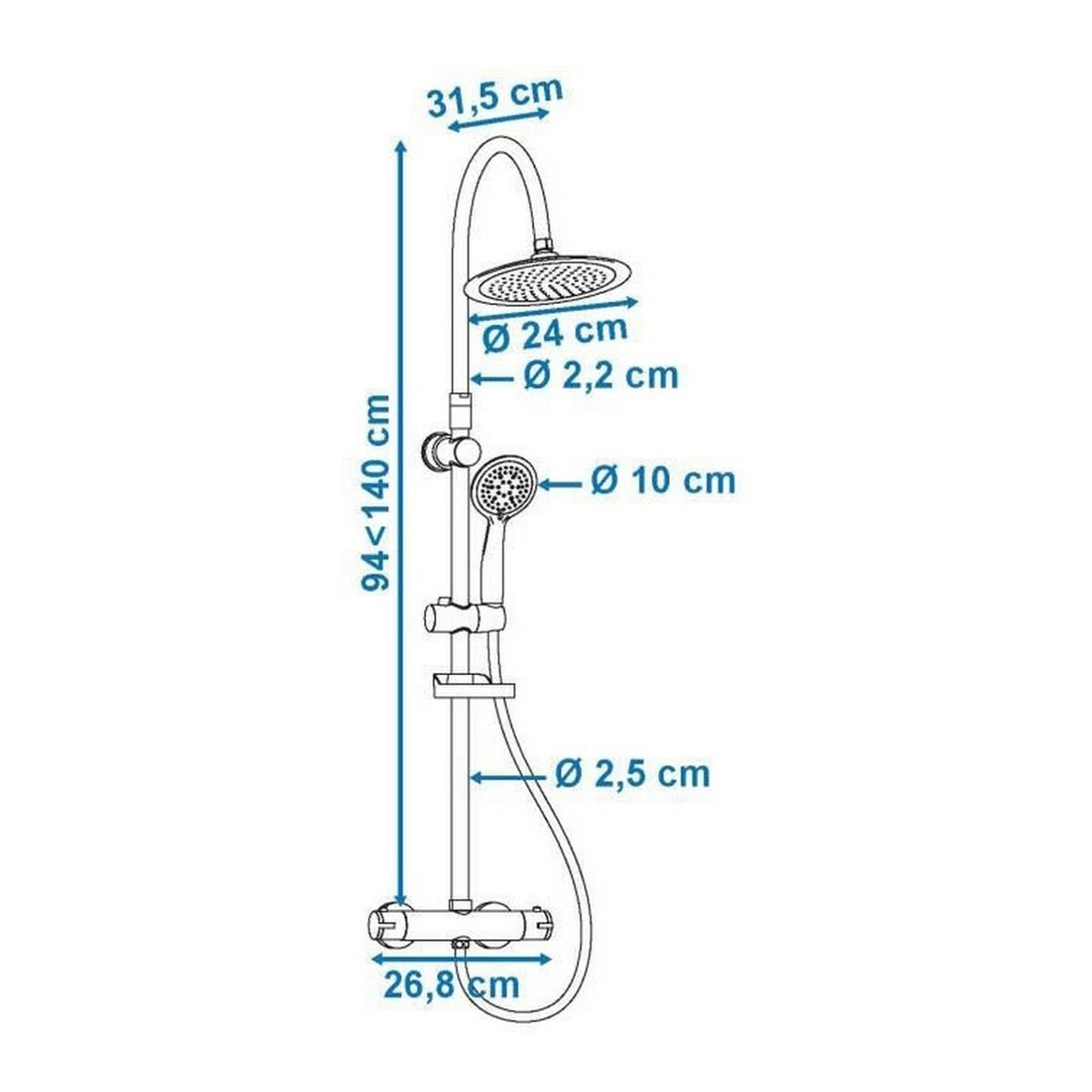 Colonne de douche Rousseau Gris Métal