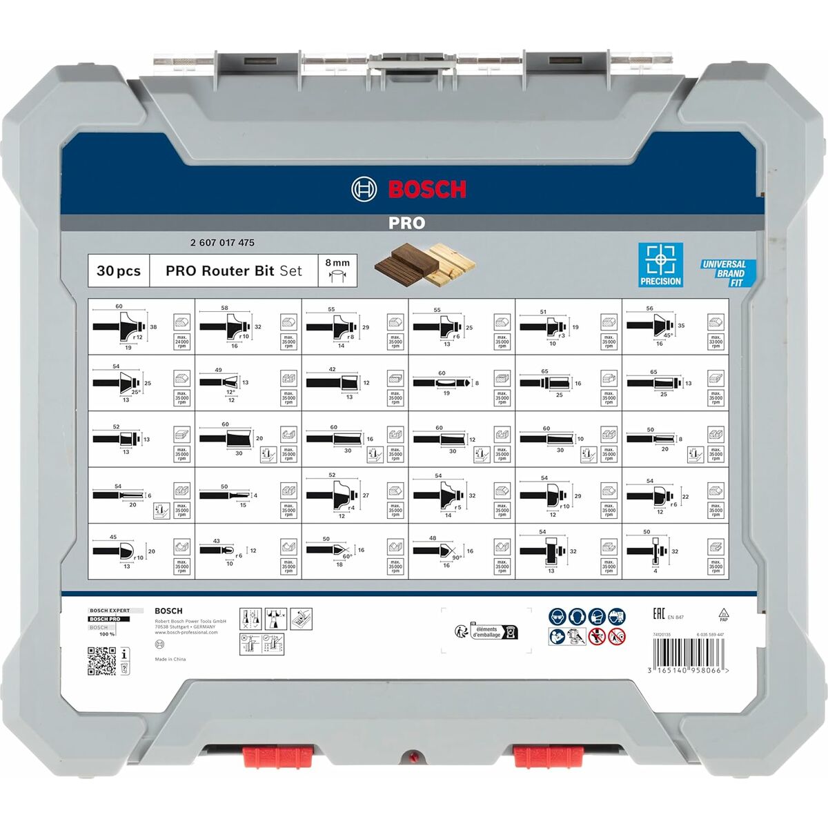 Kit de fraises multiusages BOSCH 2607017475 30 Pièces
