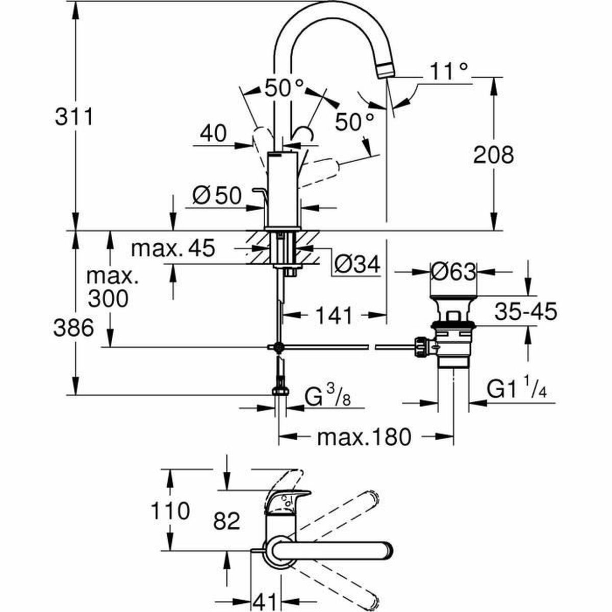 Mitigeur Grohe Swift - 24330001 Métal