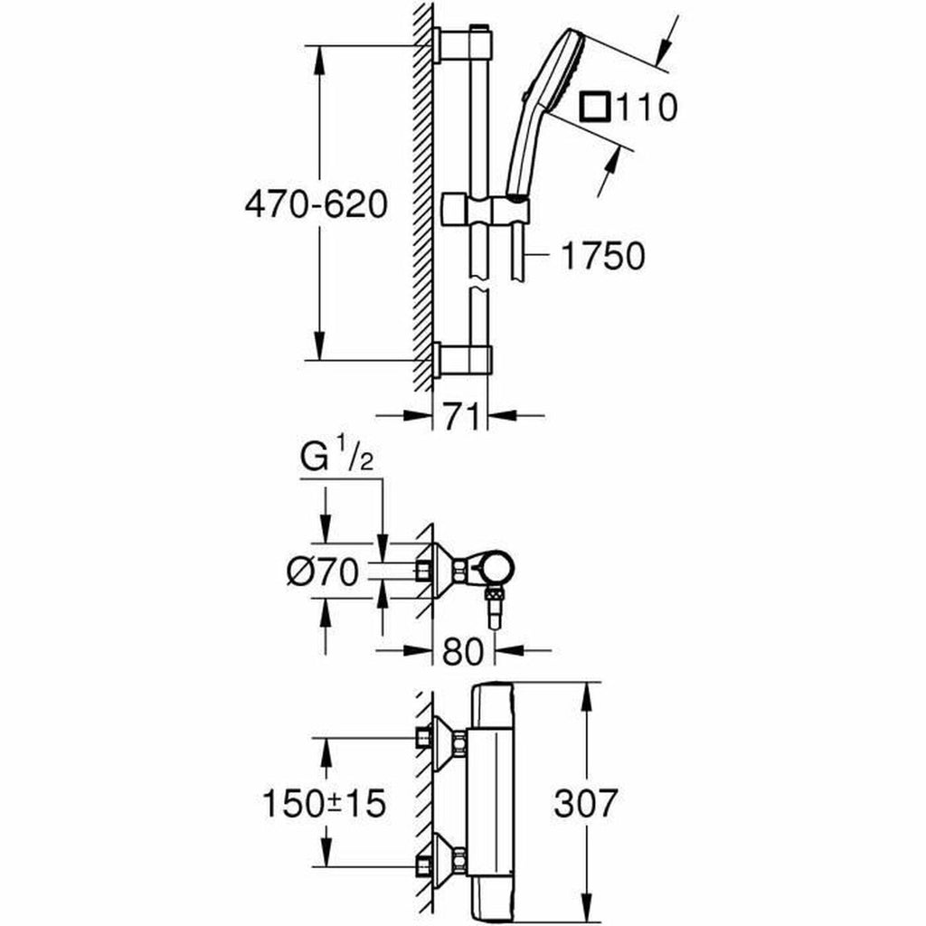 Colonne de douche Grohe Precision Trend Chrome Métal