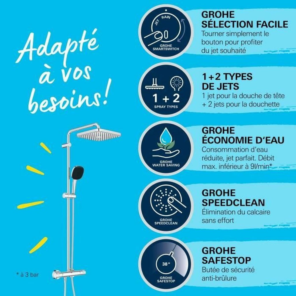 Colonne de douche Grohe Vitalio Comfort 250 ABS 22 mm 25 cm