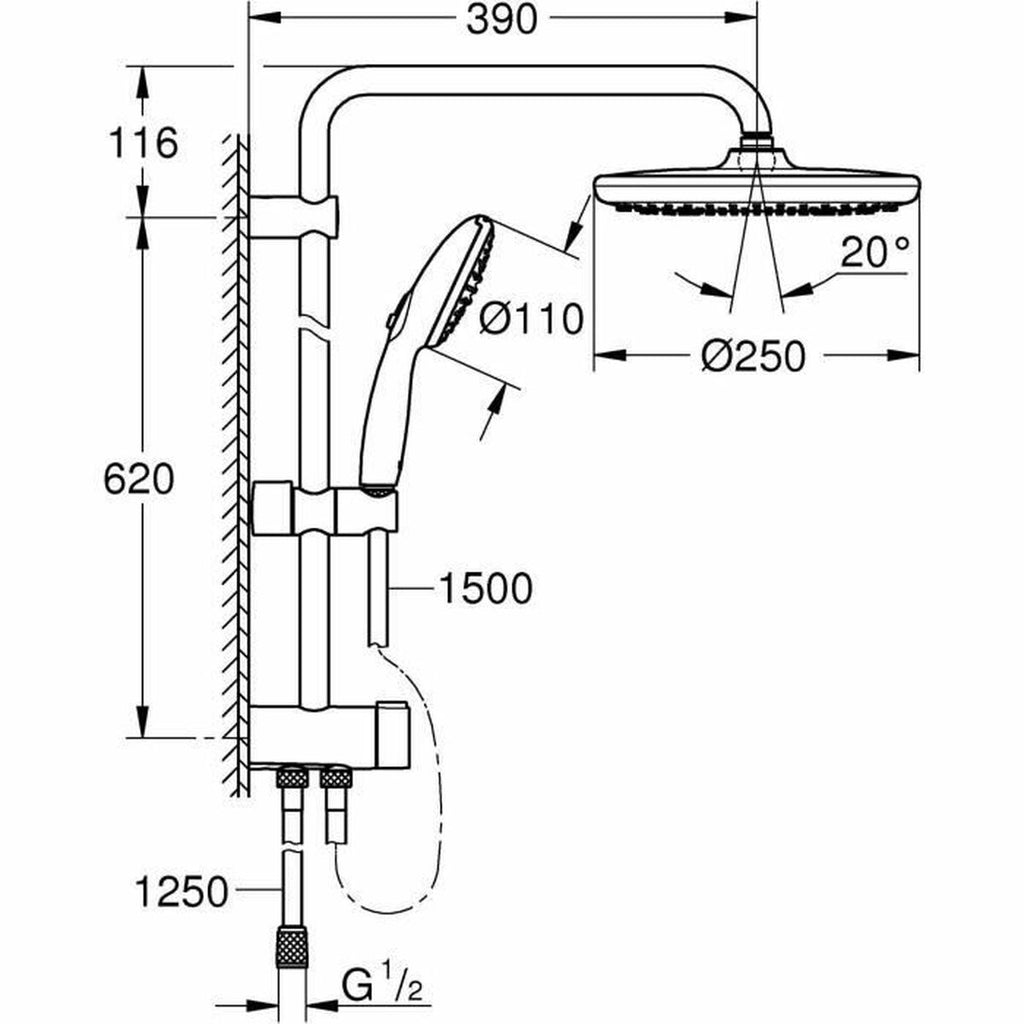 Colonne de douche Grohe Vitalio Start System 250 ABS