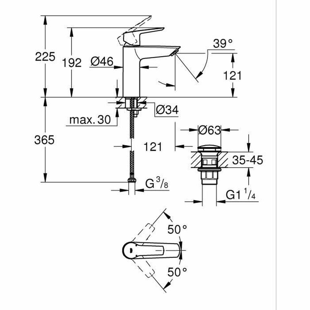 Mitigeur Grohe Start M Noir mat Métal