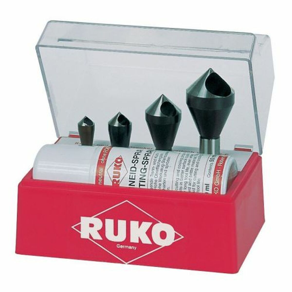 Jeu de fraises à chanfreiner (Fraises à chanfreiner) RUKO 102310E Acier rapide (AR) 4 Pièces