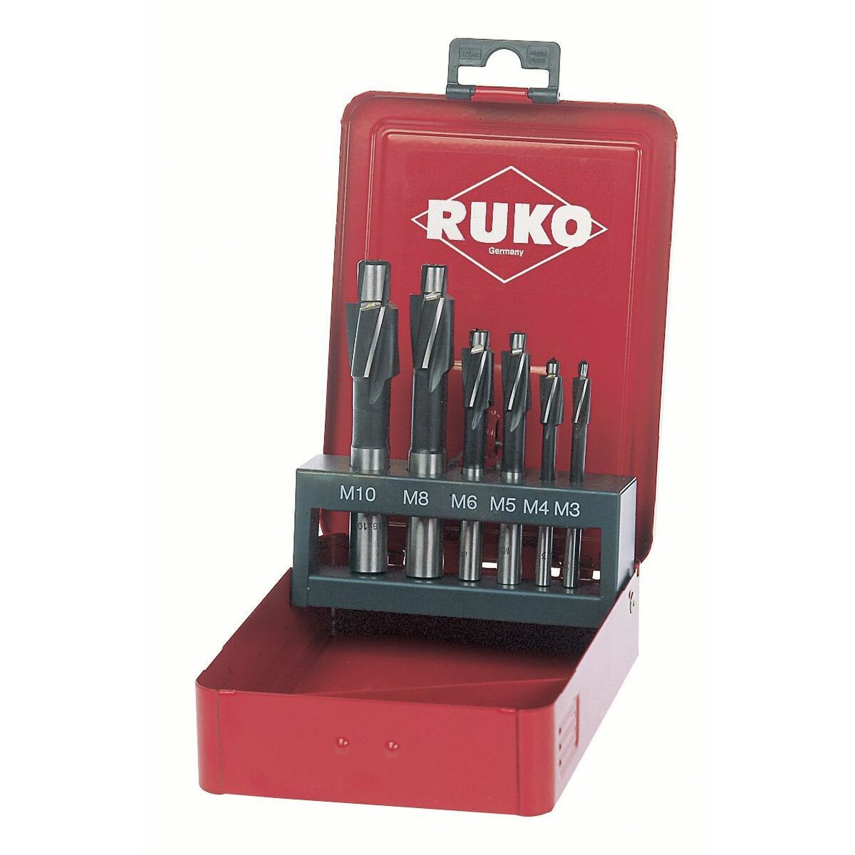 Jeu de fraises à chanfreiner (Fraises à chanfreiner) RUKO Acier rapide (AR) DIN 373 6 Pièces