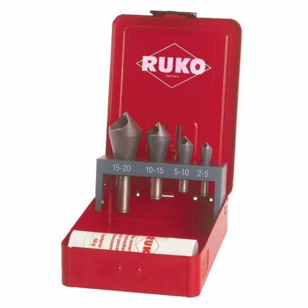 Jeu de fraises à chanfreiner (Fraises à chanfreiner) RUKO Acier rapide (AR) 4 Pièces