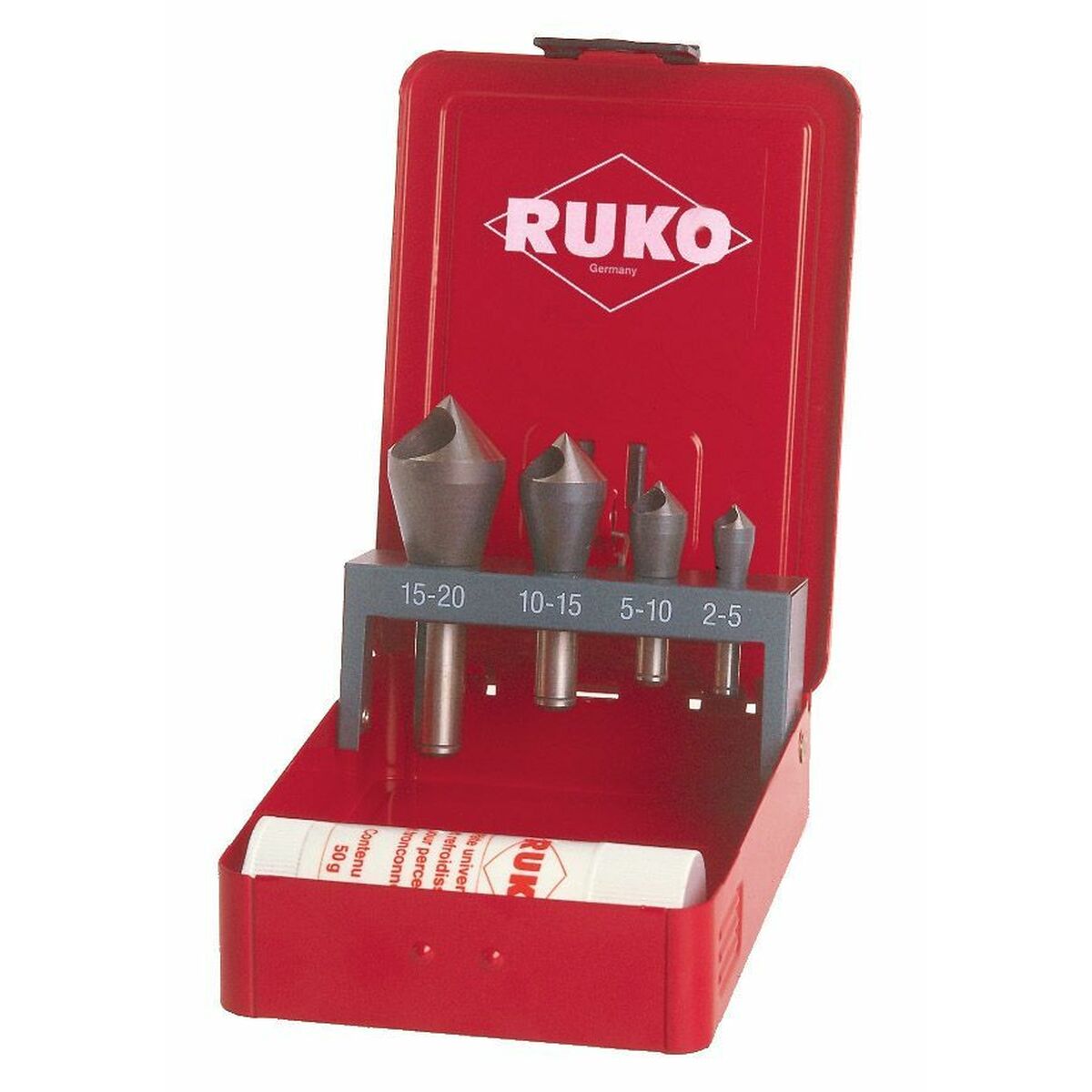 Jeu de fraises à chanfreiner (Fraises à chanfreiner) RUKO Acier rapide (AR) 4 Pièces