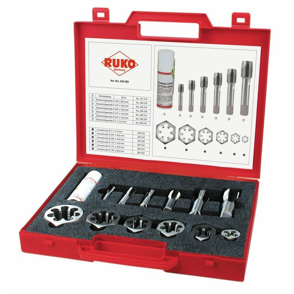 Ensemble de Tarauds Filetés RUKO Acier rapide (AR)