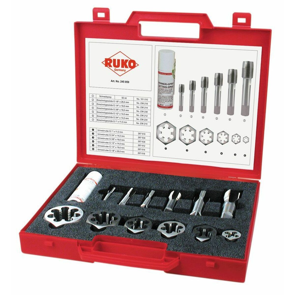 Ensemble de Tarauds Filetés RUKO Acier rapide (AR)