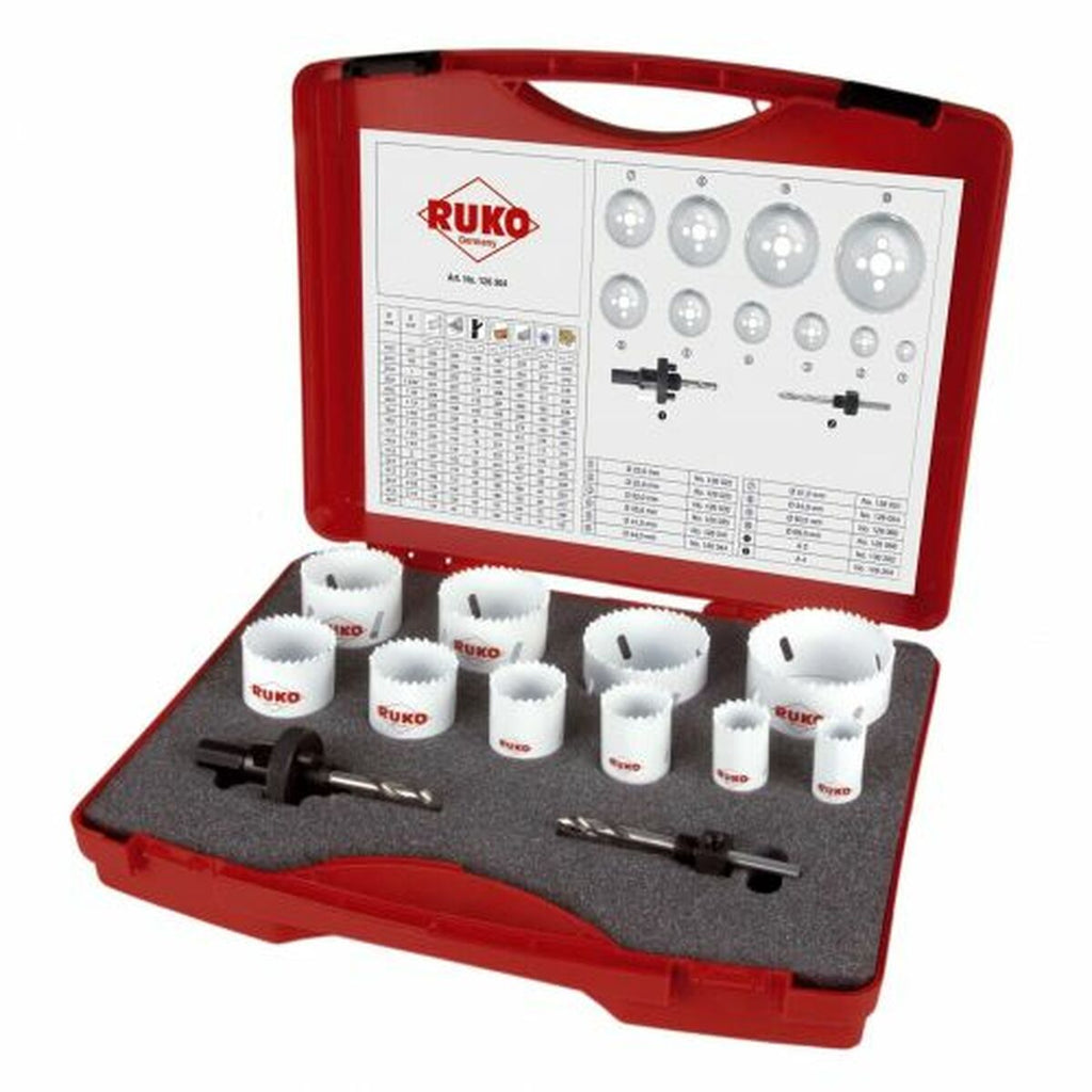 Set de couronnes de forage RUKO Acier rapide (AR) 12 Pièces