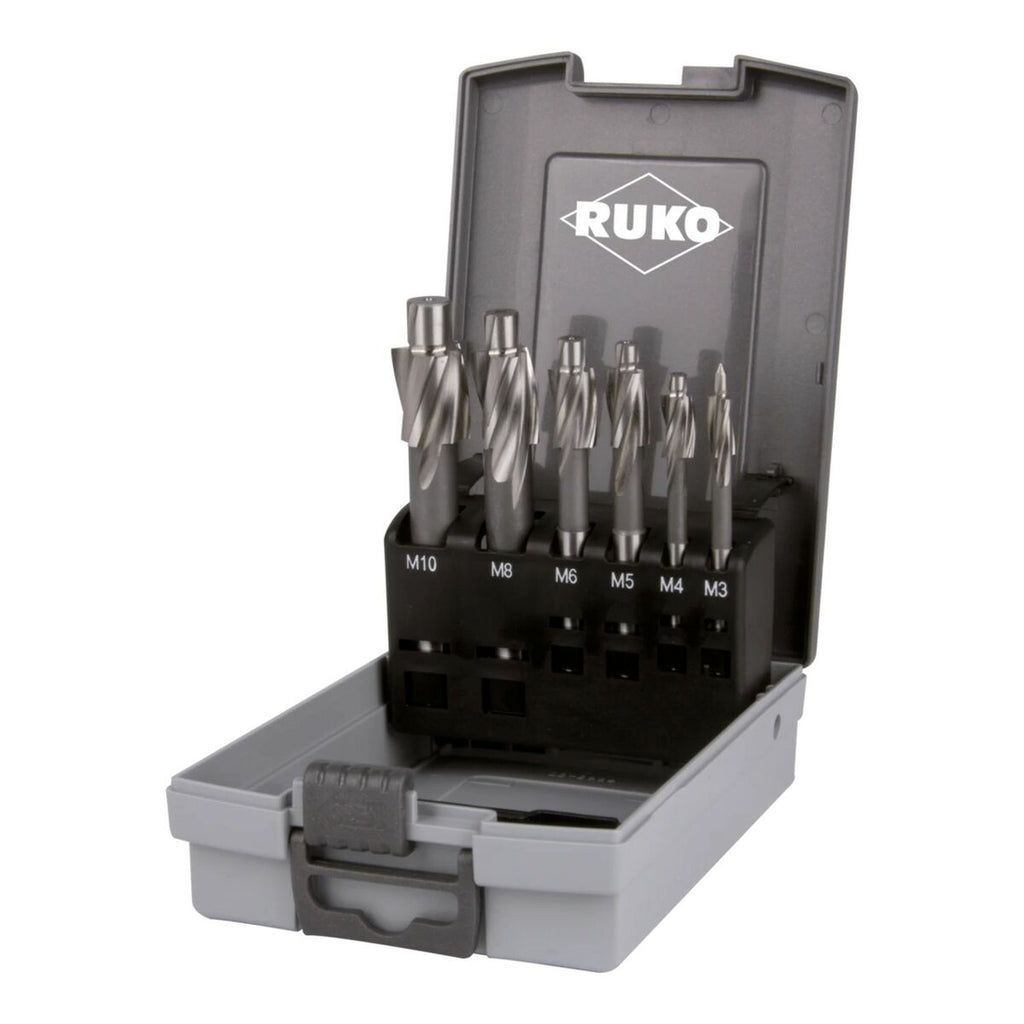 Jeu de fraises à chanfreiner (Fraises à chanfreiner) RUKO 102452RO M8 M6 M4 Acier rapide (AR) DIN 373 6 Pièces