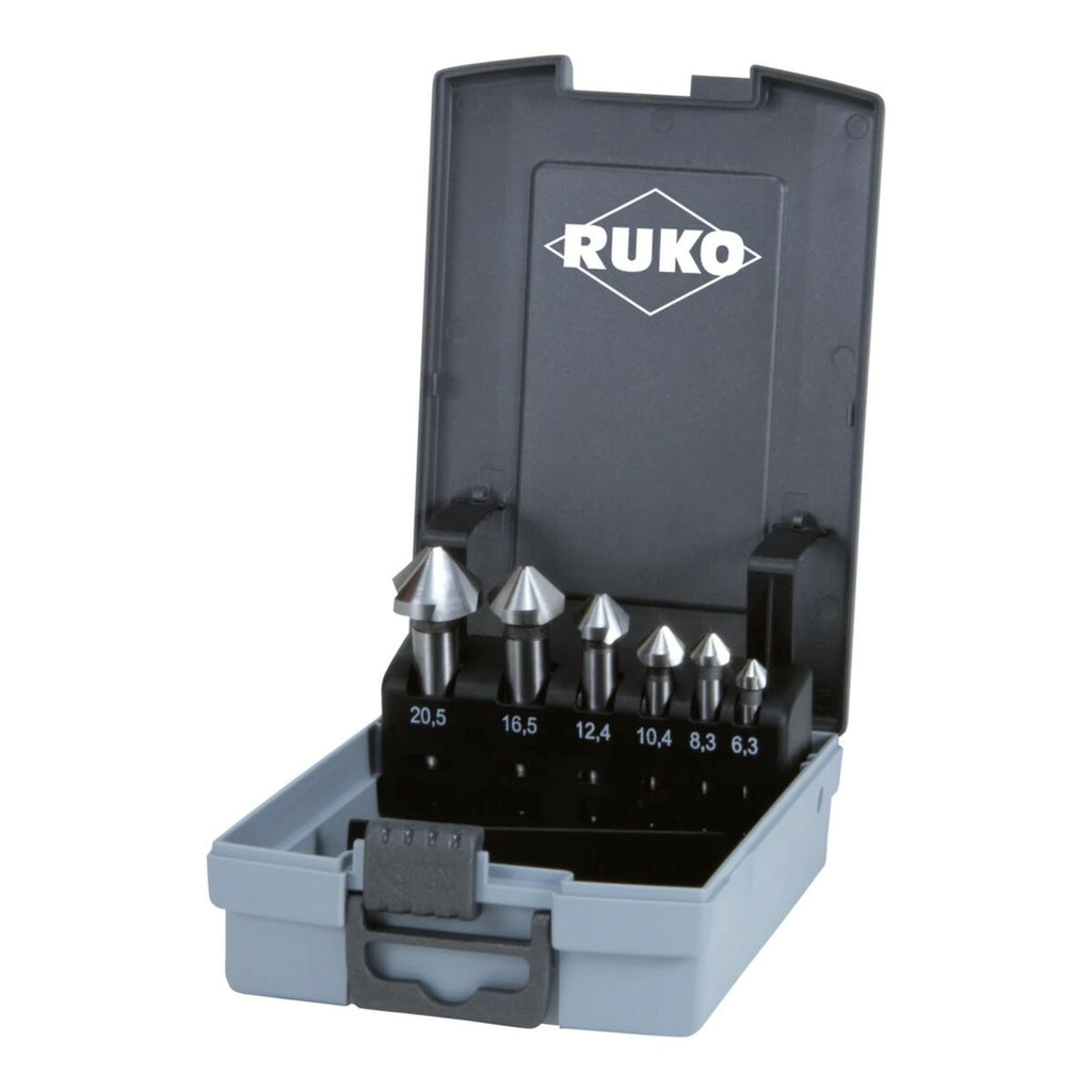 Jeu de fraises à chanfreiner (Fraises à chanfreiner) RUKO 102152ERO DIN 335 Acier rapide (AR) 6 Pièces