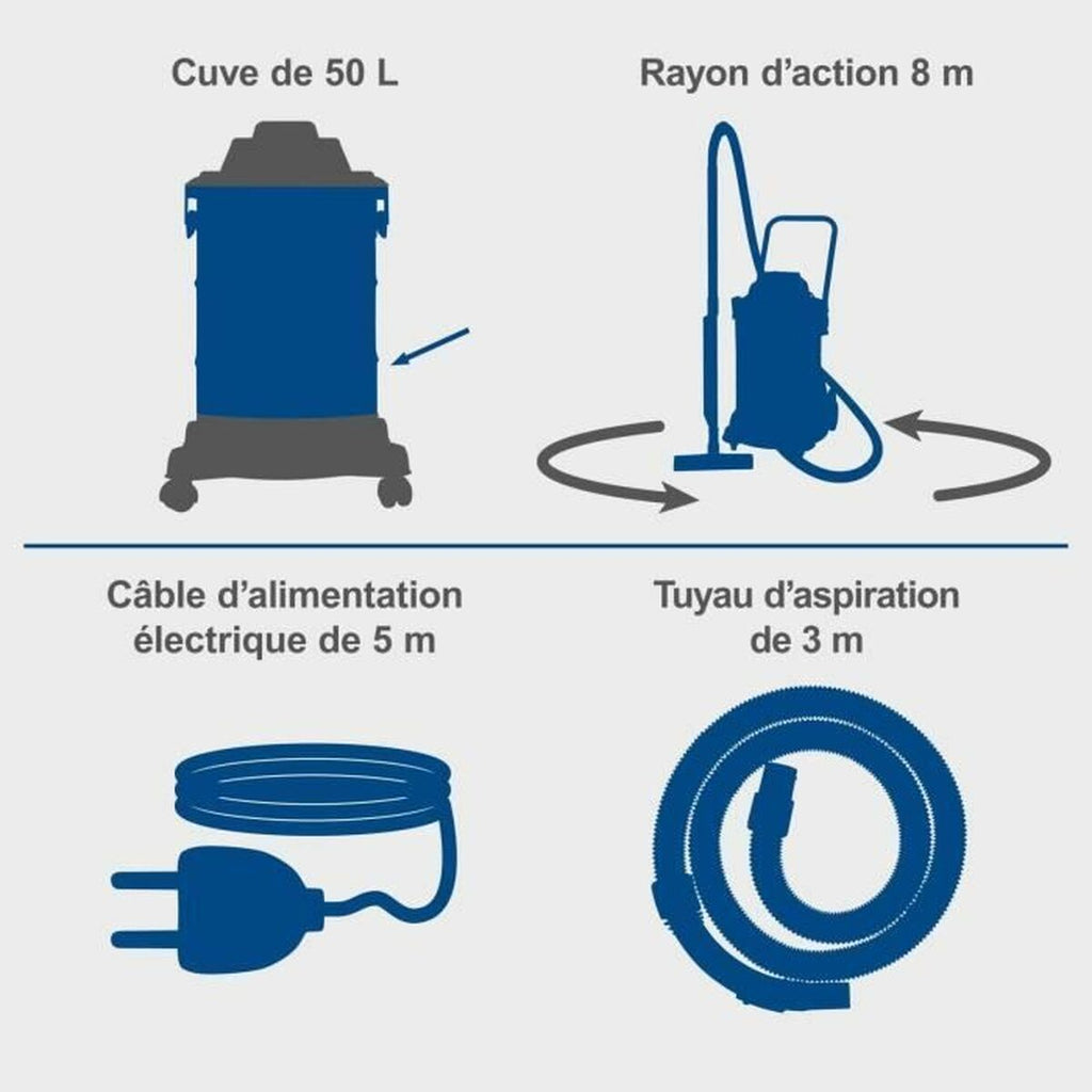 Aspirateur à sec et humide Scheppach 1400 W 2000 W 20 kPa 50 L