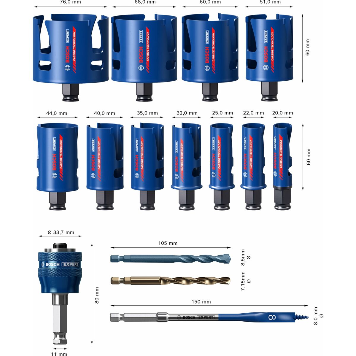 Set de couronnes de forage BOSCH