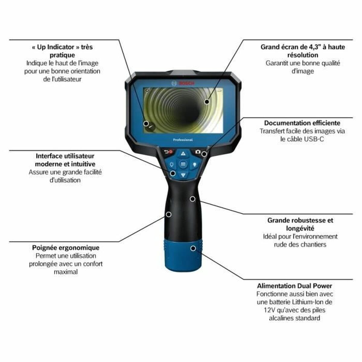 Détecteur de câbles et canalisations BOSCH GIC 12V-4-23 C