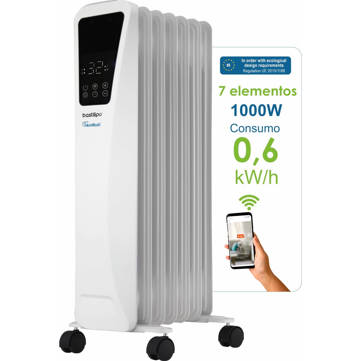 Radiateur à Huile Bastilipo R-ECOFLUID2-7 Blanc 1000 W