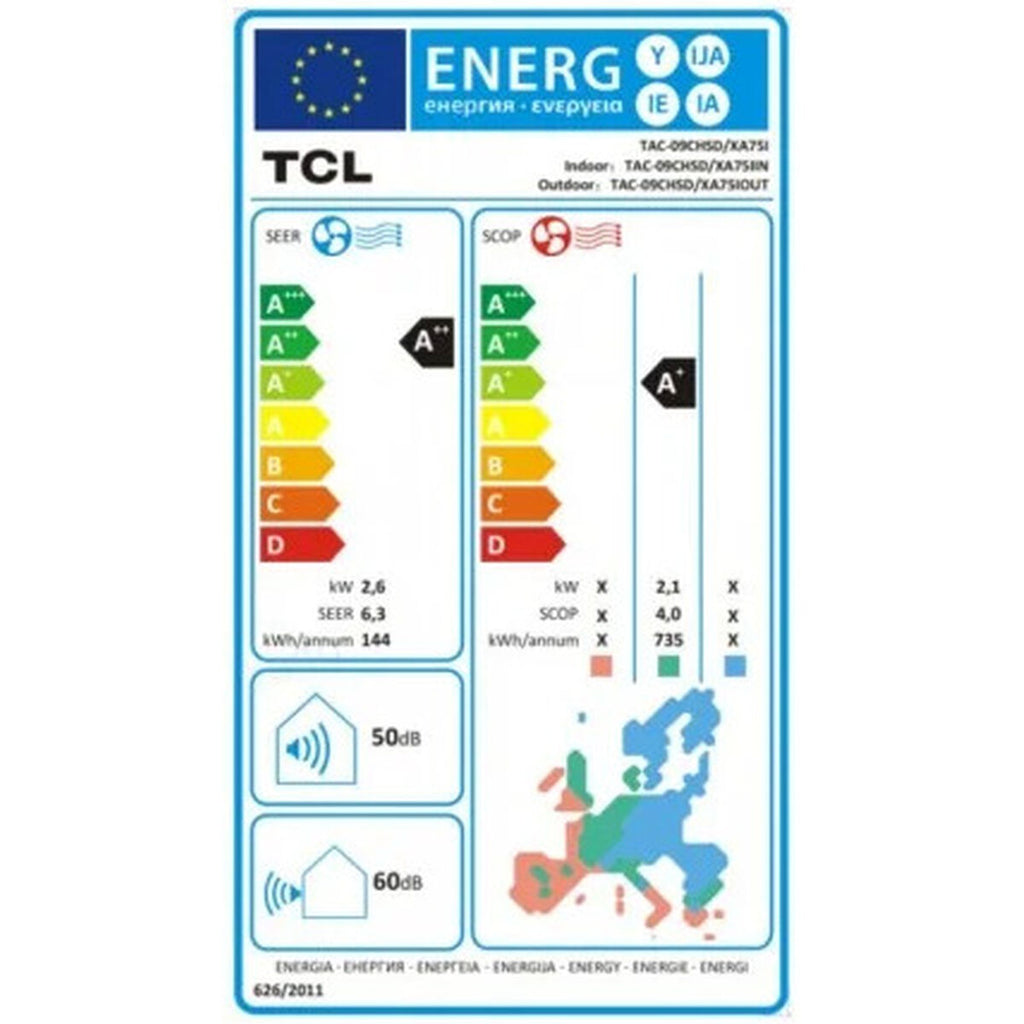 Air Conditionné TCL S09F2S2 A++ / A+ 1806 KCAL/H 2236 fg/h Blanc
