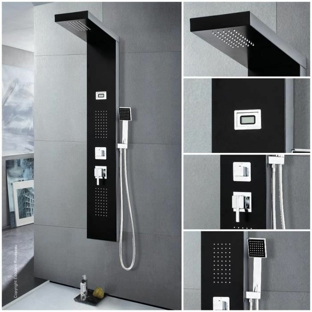 Colonne de douche Rousseau Torquay Noir ABS 126,6 x 20 cm Hydromassage